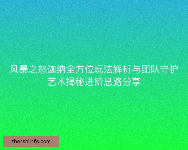 风暴之怒迦纳全方位玩法解析与团队守护艺术揭秘进阶思路分享